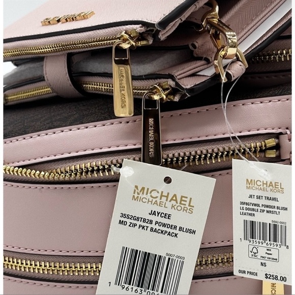 Michael Kors Medium Jaycee Zip Packet Backpack & Double Zip Wallet Wristlet - Picture 16 of 16